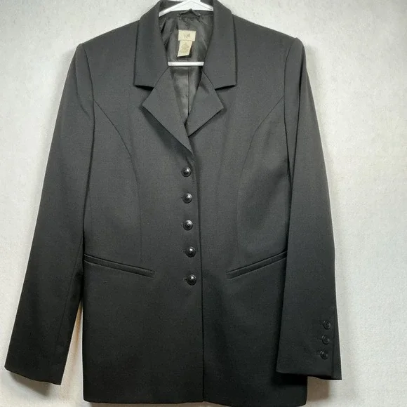 J. Jill Blazer Jacket Women's Size 10 Black Wool Blend - Picture 1 of 9